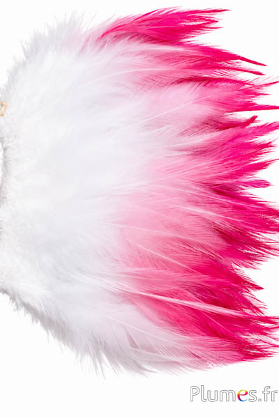 Hahnenfederkragen - Länge der Federn 10-15 cm - weiss-rosa-flamingo
